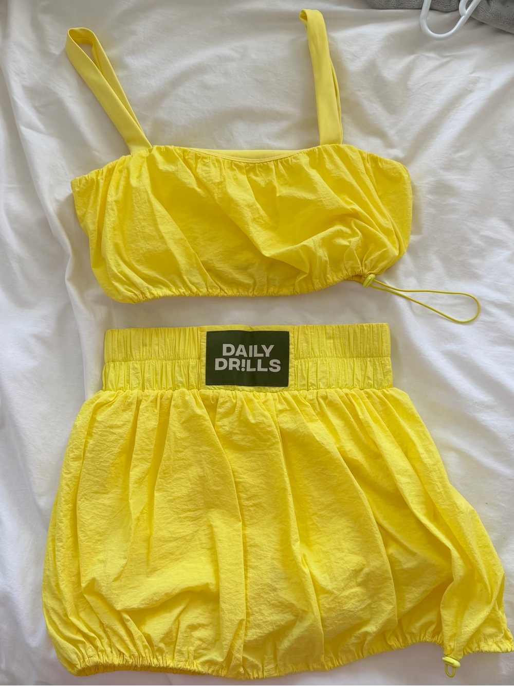 Daily Drills Neon Yellow Elastic-Waist Two-Piece Set